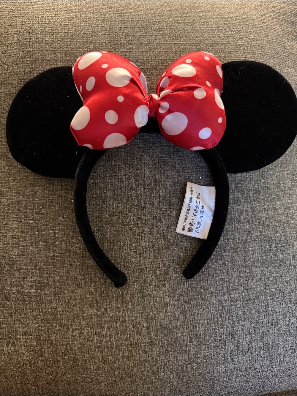 Disney Minnie Mouse Black Ears Headband with Red Polka Dot Bow